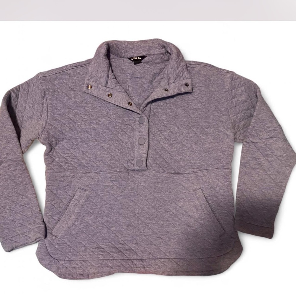 Eddie Bauer Quilted Lavender Snap-Placket Pullover